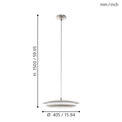 Eglo 98043 - LED RGBW Димируем висящ полилей MONEVA-C LED/18W/230V