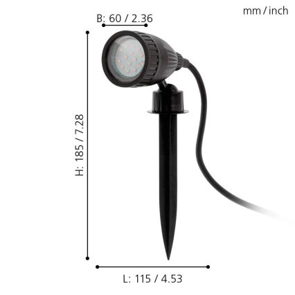 Eglo 98052 - LED RGB Екстериорна лампа NEMA-C 1xGU10/5W/230V IP44