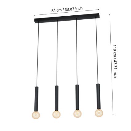 Eglo - Полилей на въже 4xE27/60W/230V