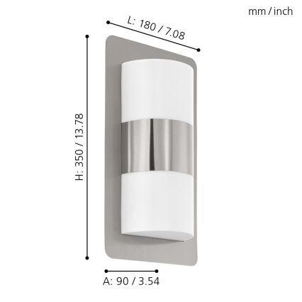 Eglo - Външна стенна лампа 2xE27/10W/230V матен хром IP44
