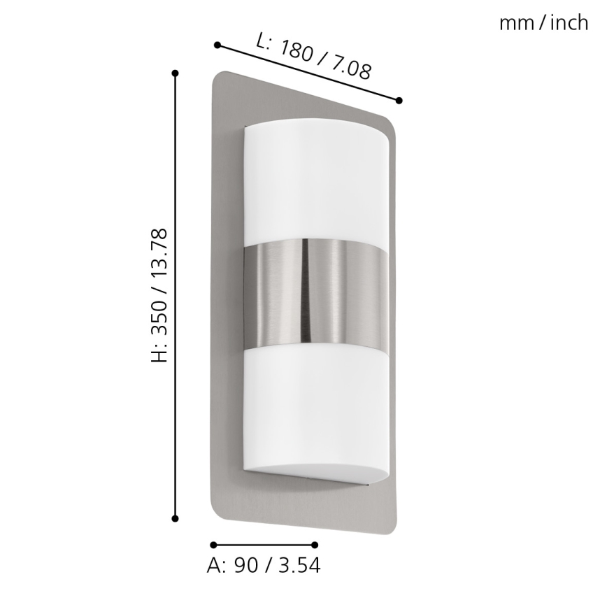 Eglo - Външна стенна лампа 2xE27/10W/230V матен хром IP44