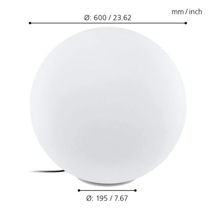 Eglo 98108 - LED RGBW външна лампа MONTEROLO-C 1xLED/9W/230V IP65 Ø600