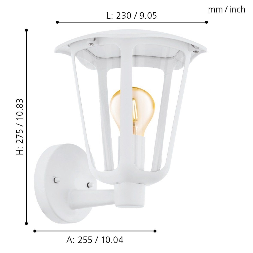 Eglo - Екстериорна Стенна лампа 1xE27/60W/230V бяла IP44