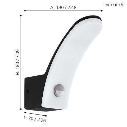 Eglo - LED Екстериорна Стенна лампа със сензор LED/11W/230V IP44