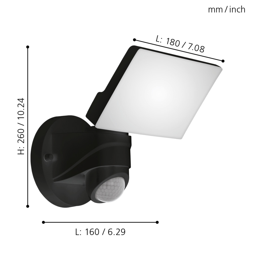 Eglo - LED Екстериорна Стенна лампа със сензор LED/15W/230V IP44