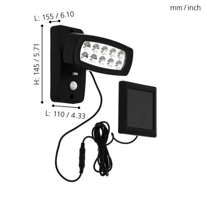 Eglo - LED Соларен аплик със сензор LED/1,2V 600 mAh IP44