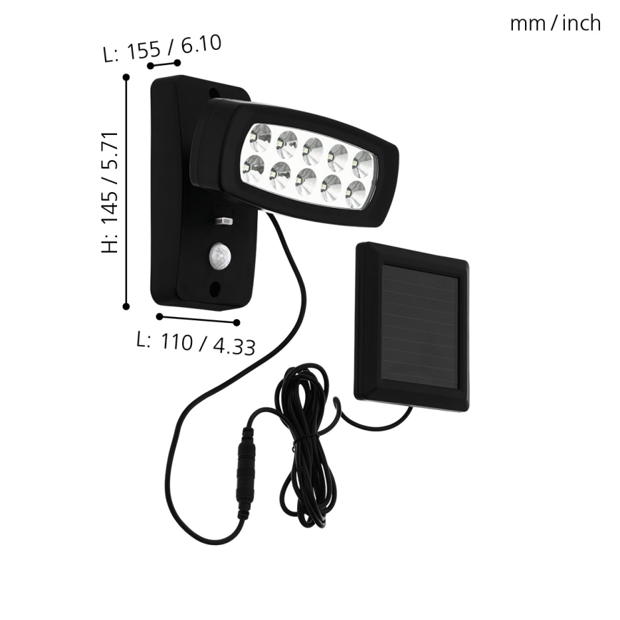 Eglo - LED Соларен аплик със сензор LED/1,2V 600 mAh IP44
