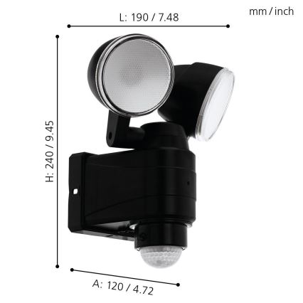 Eglo - LED Екстериорна лампа със сензор 2xLED/4W/4xLR1IP44