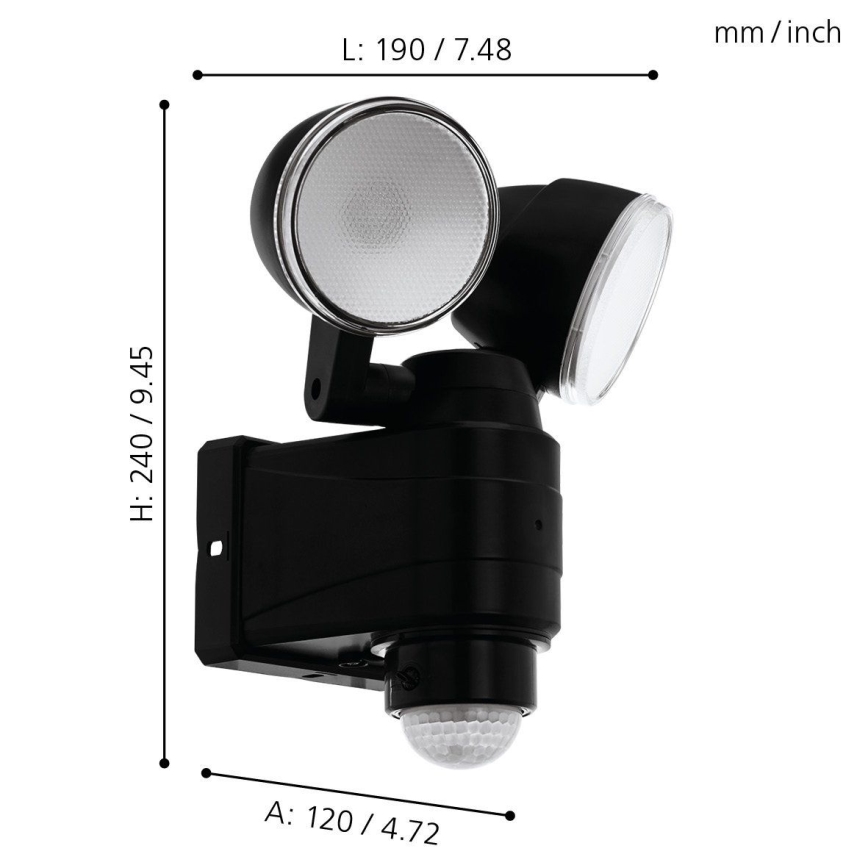 Eglo - LED Екстериорна лампа със сензор 2xLED/4W/4xLR1IP44