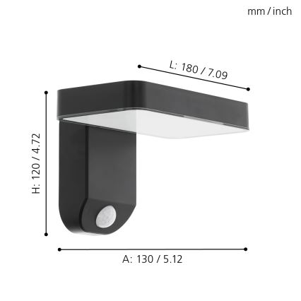 Eglo - LED Соларен аплик със сензор LED/4,5W/3,7V 2200 mAh IP44