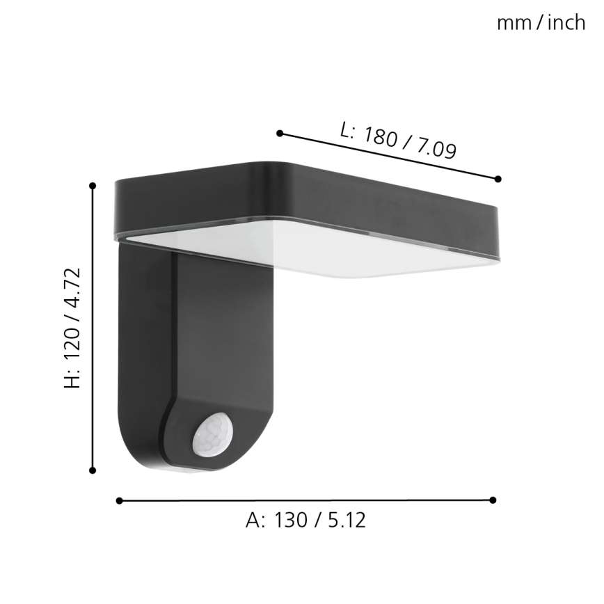 Eglo - LED Соларен аплик със сензор LED/4,5W/3,7V 2200 mAh IP44