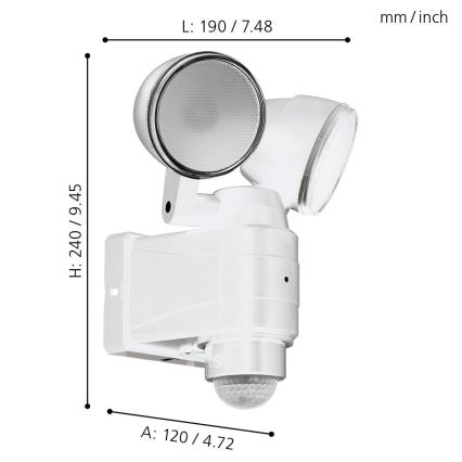 Eglo - LED Екстериорна лампа със сензор 2xLED/4W/4xLR1 IP44