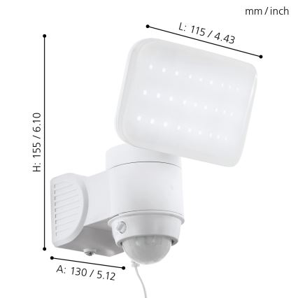 Eglo - LED Соларно стенноподсветително устройство с датчик LED/3,7V 1800 mAh IP44