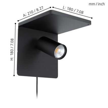 Eglo - LED стенно осветително тяло с безжично зареждане 1xGU10/5W/230V