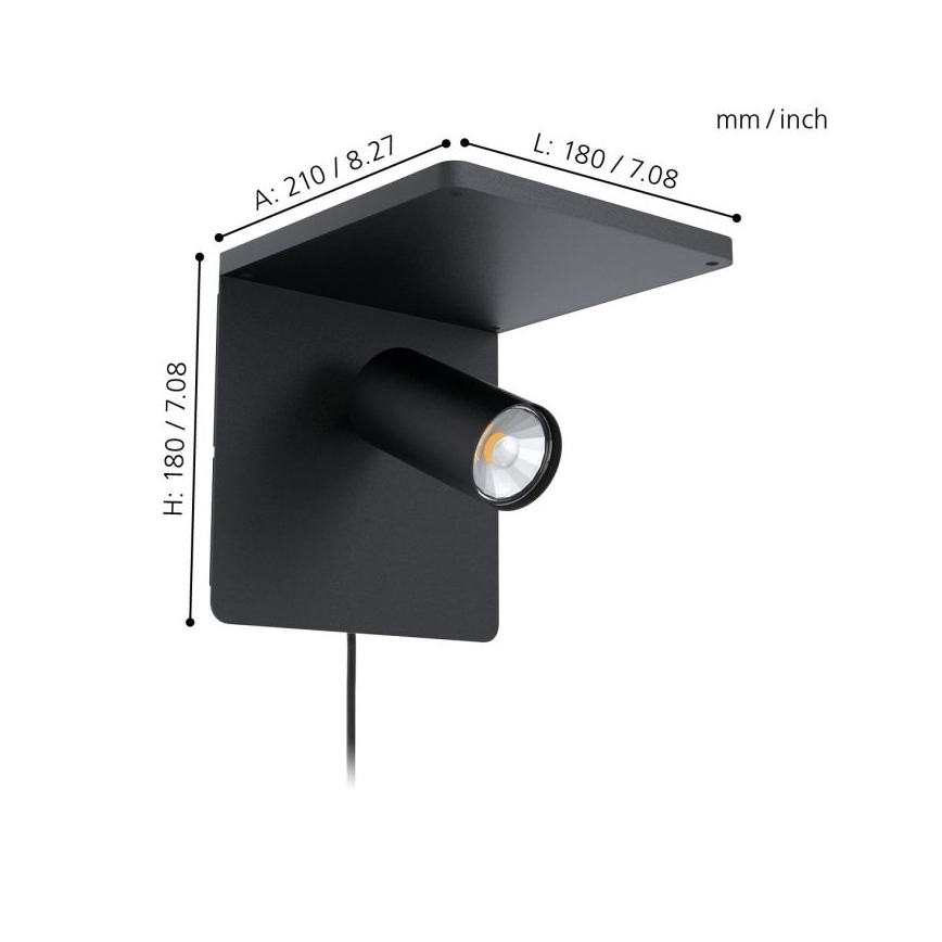 Eglo - LED стенно осветително тяло с безжично зареждане 1xGU10/5W/230V