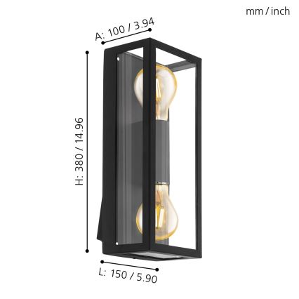 Eglo - Екстериорна Стенна лампа 2xE27/60W/230V IP44