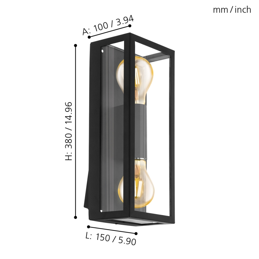 Eglo - Екстериорна Стенна лампа 2xE27/60W/230V IP44
