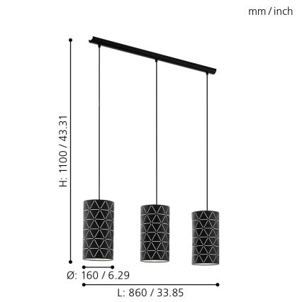 Eglo - Полилей на въже 3xE27/40W/230V