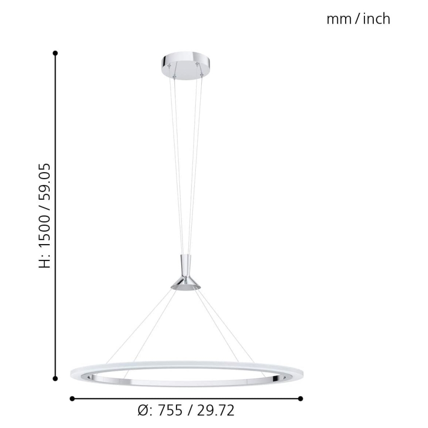 Eglo - LED RGB Димируем пендел HORNITOS-C LED/37W/230V + дистанционно управление
