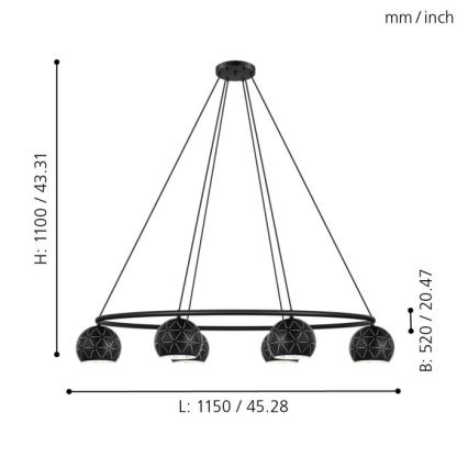 Eglo - Полилей на въже 6xE14/40W/230V