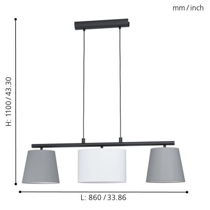 Eglo - Полилей на въже 3xE14/25W/230V
