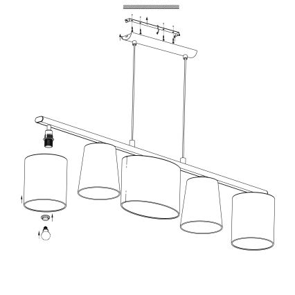 Eglo - LED полилей на кабел 5xE14/25W/230V
