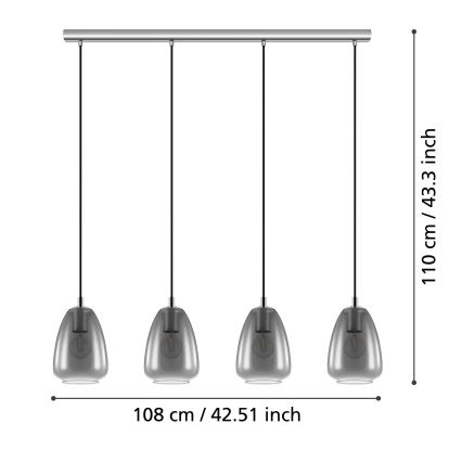 Eglo - Полилей на въже 4xE27/40W/230V