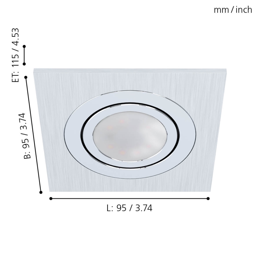 Eglo - КОМПЛЕКТ 3xLED Вградено осветление за окачен таван AREITIO 3xGU10/5W/230V