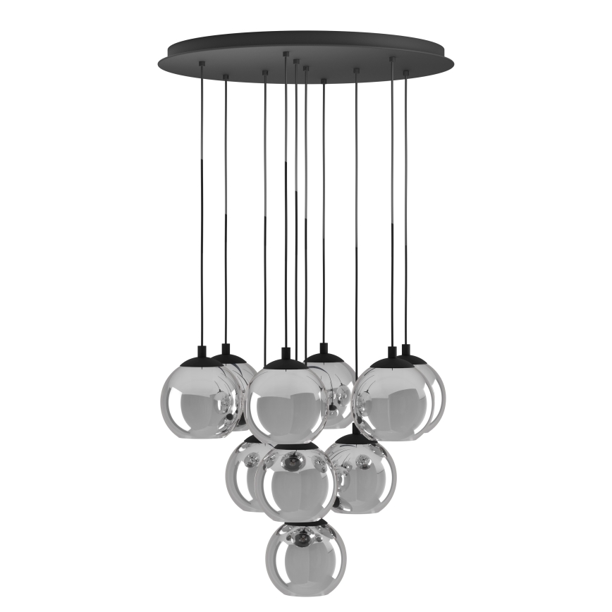 Eglo - Полилей на кабел 10xE27/40W/230V черен/лъскав хром