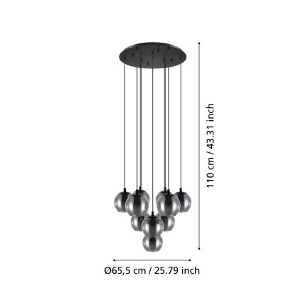Eglo - Полилей на кабел 10xE27/40W/230V черен/лъскав хром