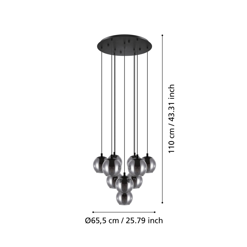 Eglo - Полилей на кабел 10xE27/40W/230V черен/лъскав хром