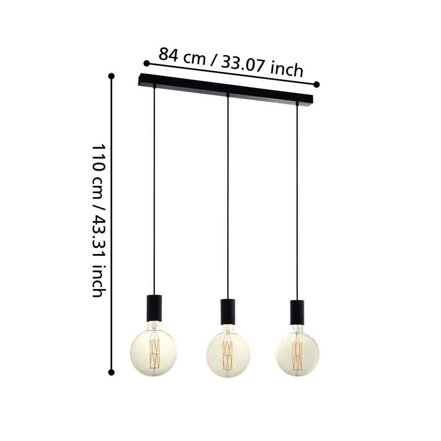 Eglo - Полилей на въже 3xE27/40W/230V