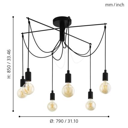 Eglo - Пендел 6xE27/60W/230V паяк