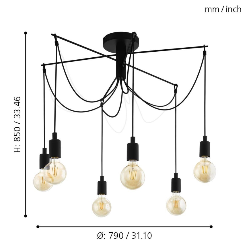 Eglo - Пендел 6xE27/60W/230V паяк