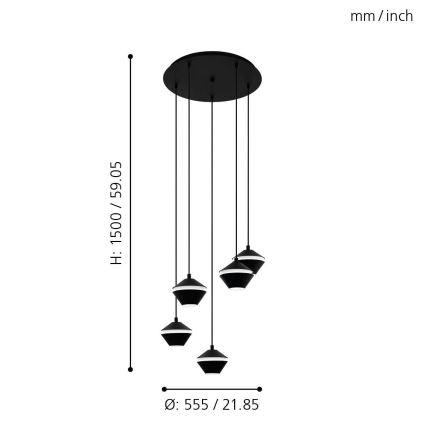 Eglo - LED Полилей на въже 5xGU10/5W/230V