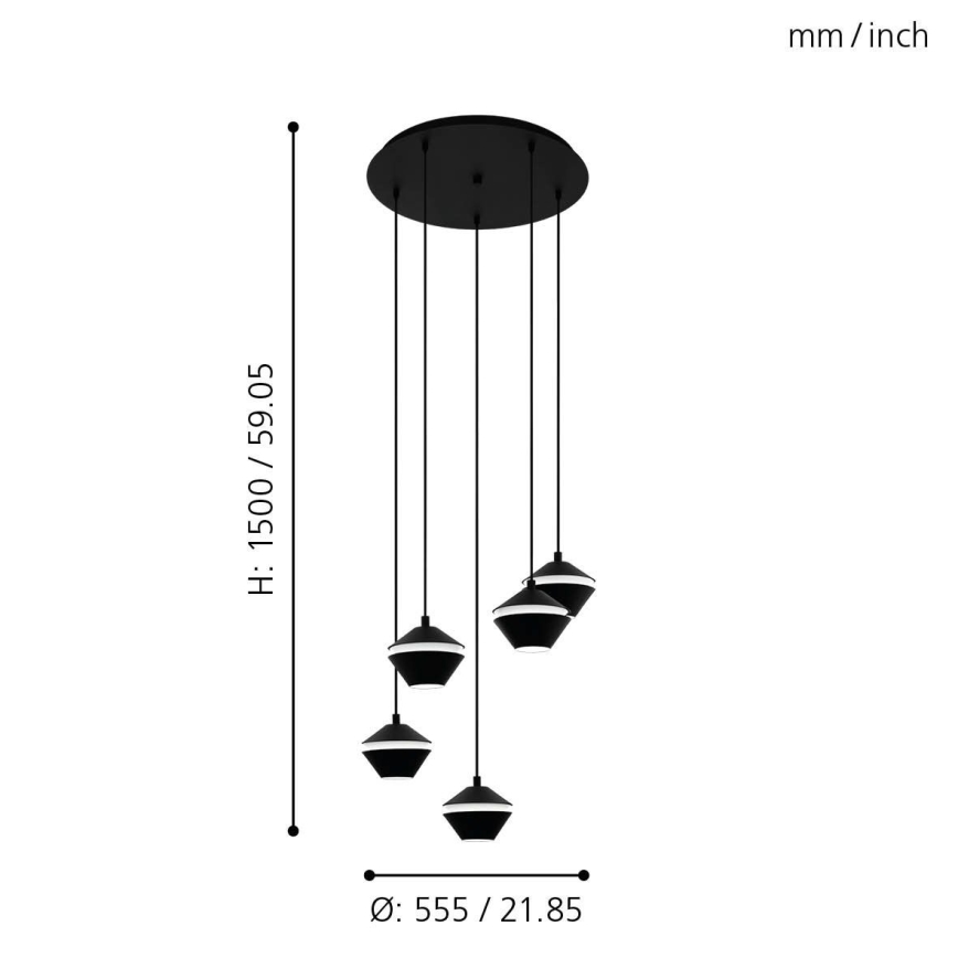 Eglo - LED Полилей на въже 5xGU10/5W/230V