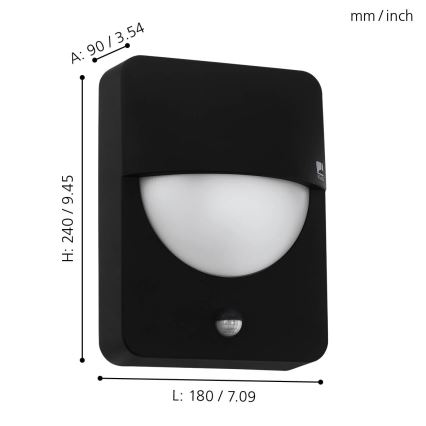 Eglo - Външно осветително тяло със сензор 1xE27/28W/230V IP44