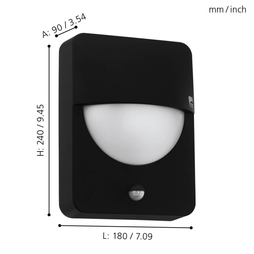 Eglo - Външно осветително тяло със сензор 1xE27/28W/230V IP44