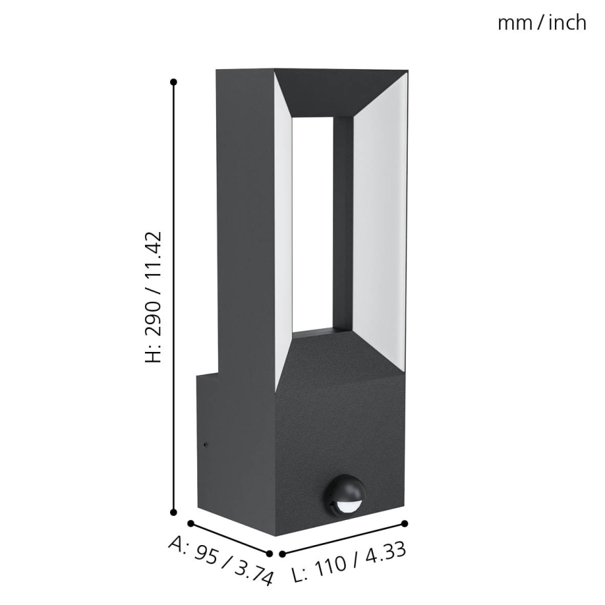 Eglo - LED Екстериорен аплик със сензор 2xLED/5W/230V IP44