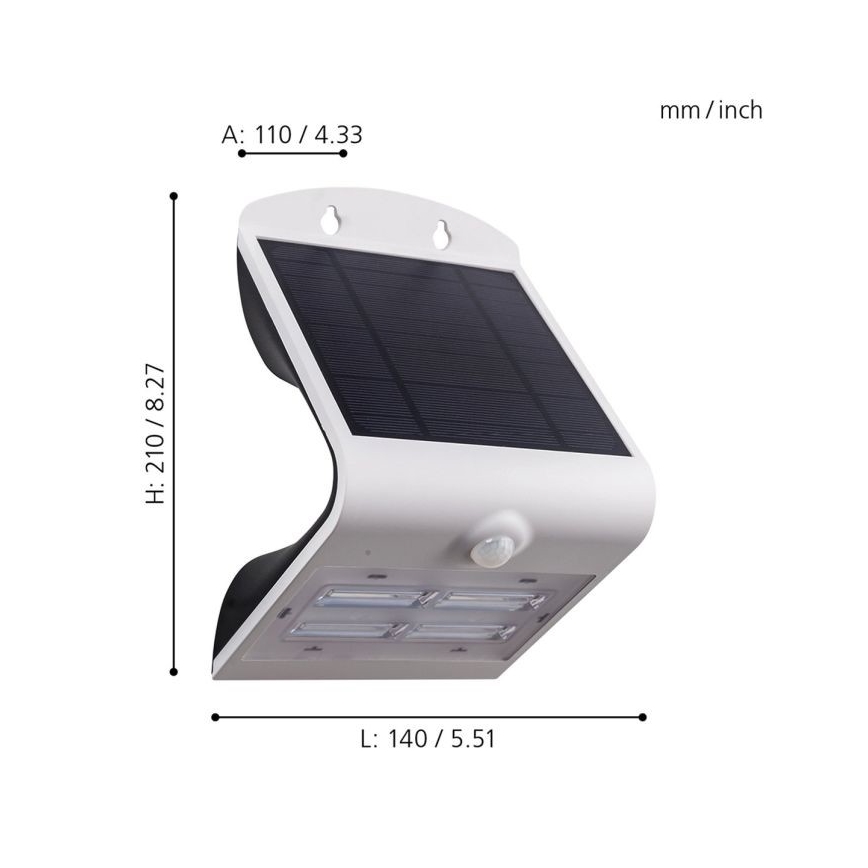 Eglo - Соларна лампа със сензор LED/3,2W/3,7V 2000 mAh IP54
