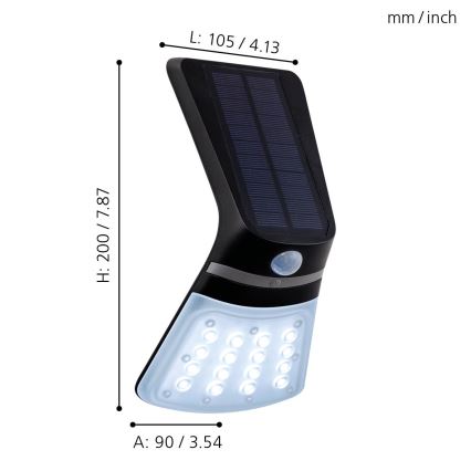 Eglo - Соларна лампа със сензор LED/2W/3,7V 1200 mAh IP44