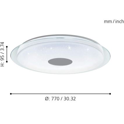Eglo - LED RGB Димируема лампа LANCIANO-C LED/53W/230V + дистанционно