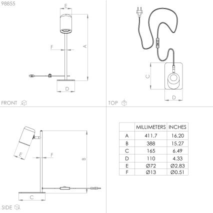 Eglo - LED Настолна лампа 1xGU10/4,5W/230V черна