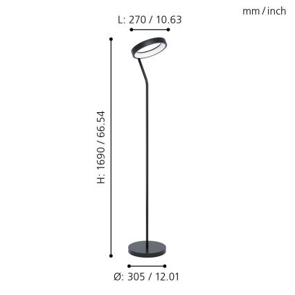 Eglo - LED RGB Димируем лампион MARGHERA-C LED/16W/230V
