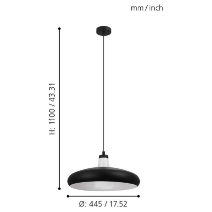 Eglo - LED RGB Димируем висящ полилей TABANERA-C 1xE27/9W/230V