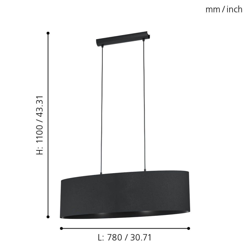 Eglo - Полилей на въже 2xE27/40W/230V