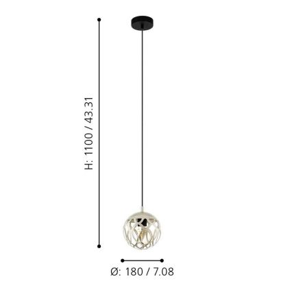 Eglo - Полилей на въже 1xE27/60W/230V