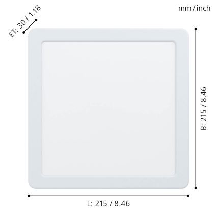 Eglo - LED вградено осветително тяло LED/16,5W/230V 21,6x21,6 cm