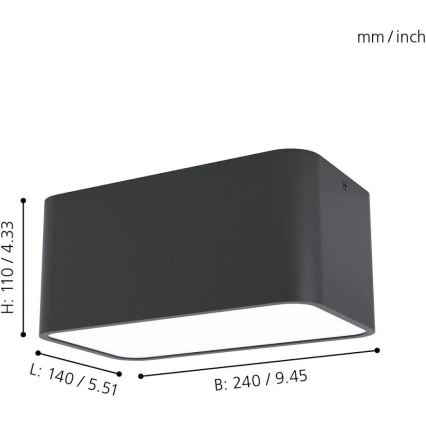 Eglo 99284 - Таванно осветително тяло GRIMASOLA 2xE27/28W/230V