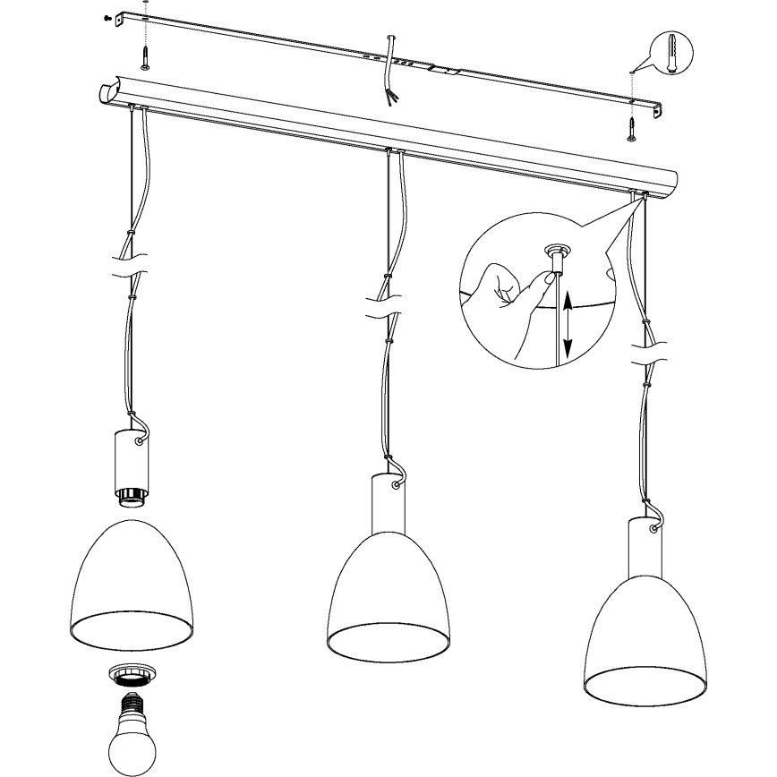 Eglo - Полилей на въже 3xE27/40W/230V
